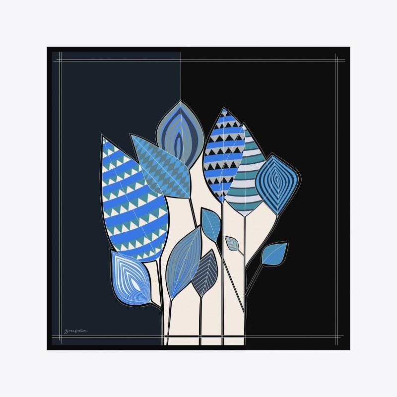 Nava Desen İpek Twill Eşarp